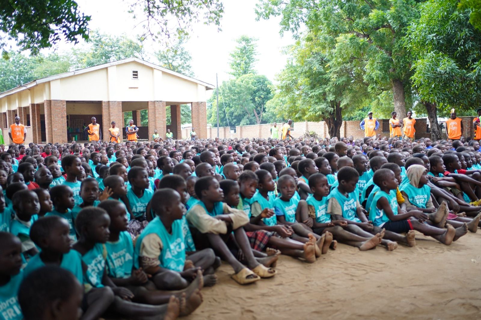 Hundreds of children gathered for the mission in Malawi
